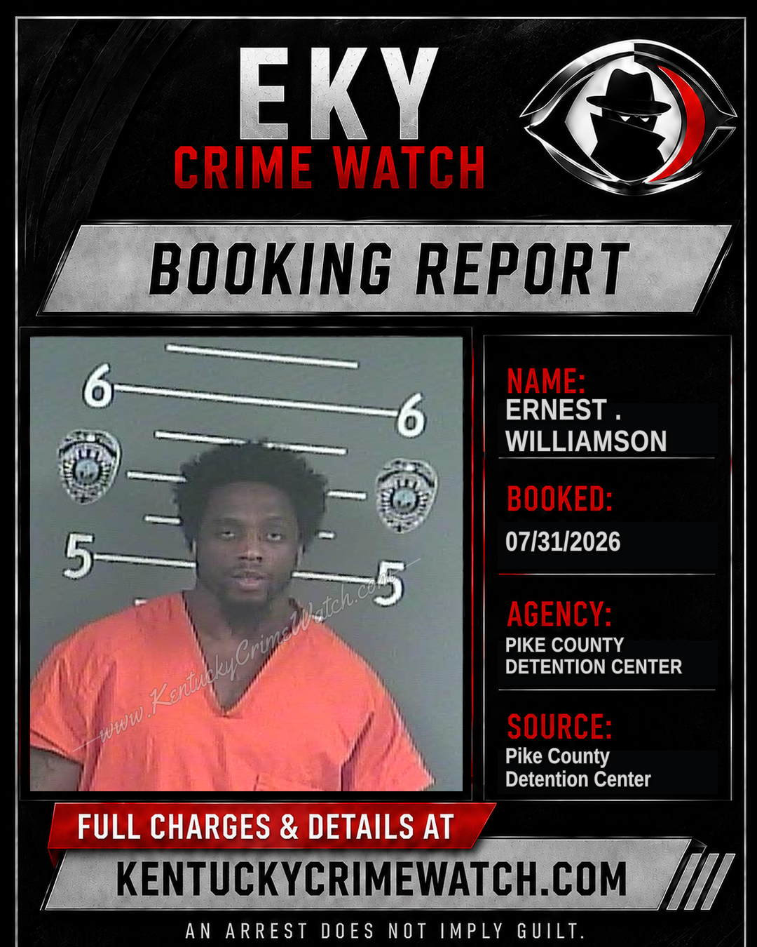ERNEST . WILLIAMSON booking report card