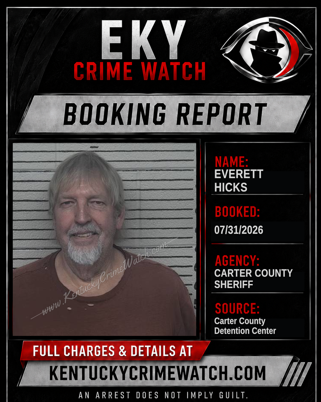 EVERETT HICKS booking report card
