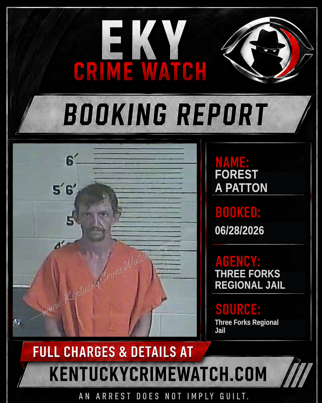 Forest A Patton booking report card