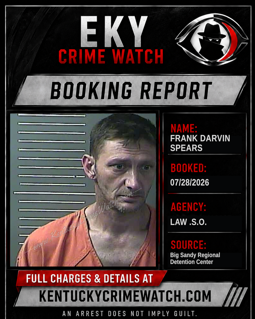 FRANK DARVIN SPEARS booking report card
