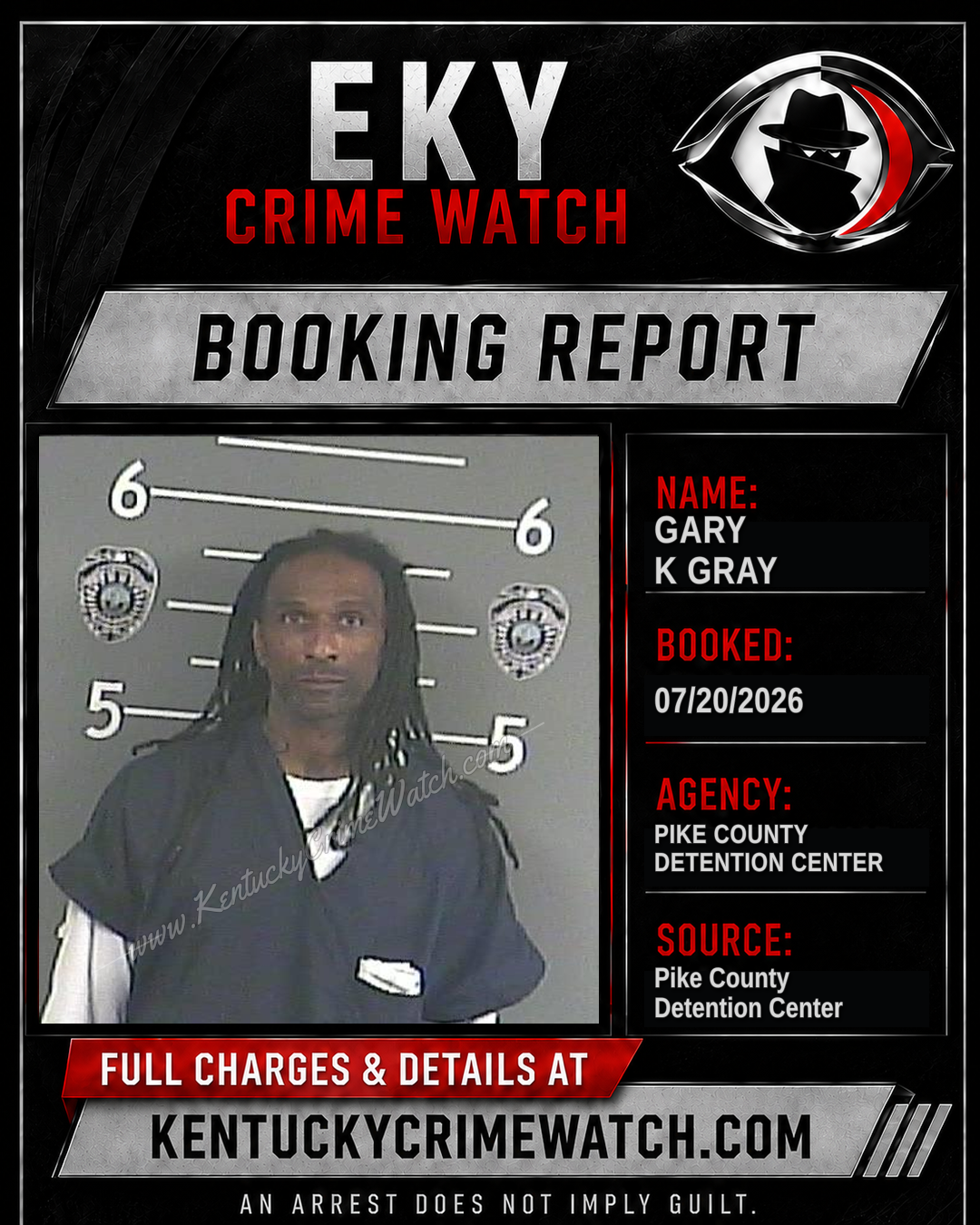 GARY K GRAY booking report card