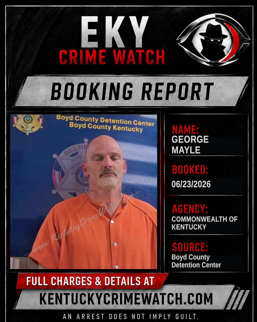 GEORGE MAYLE booking report card