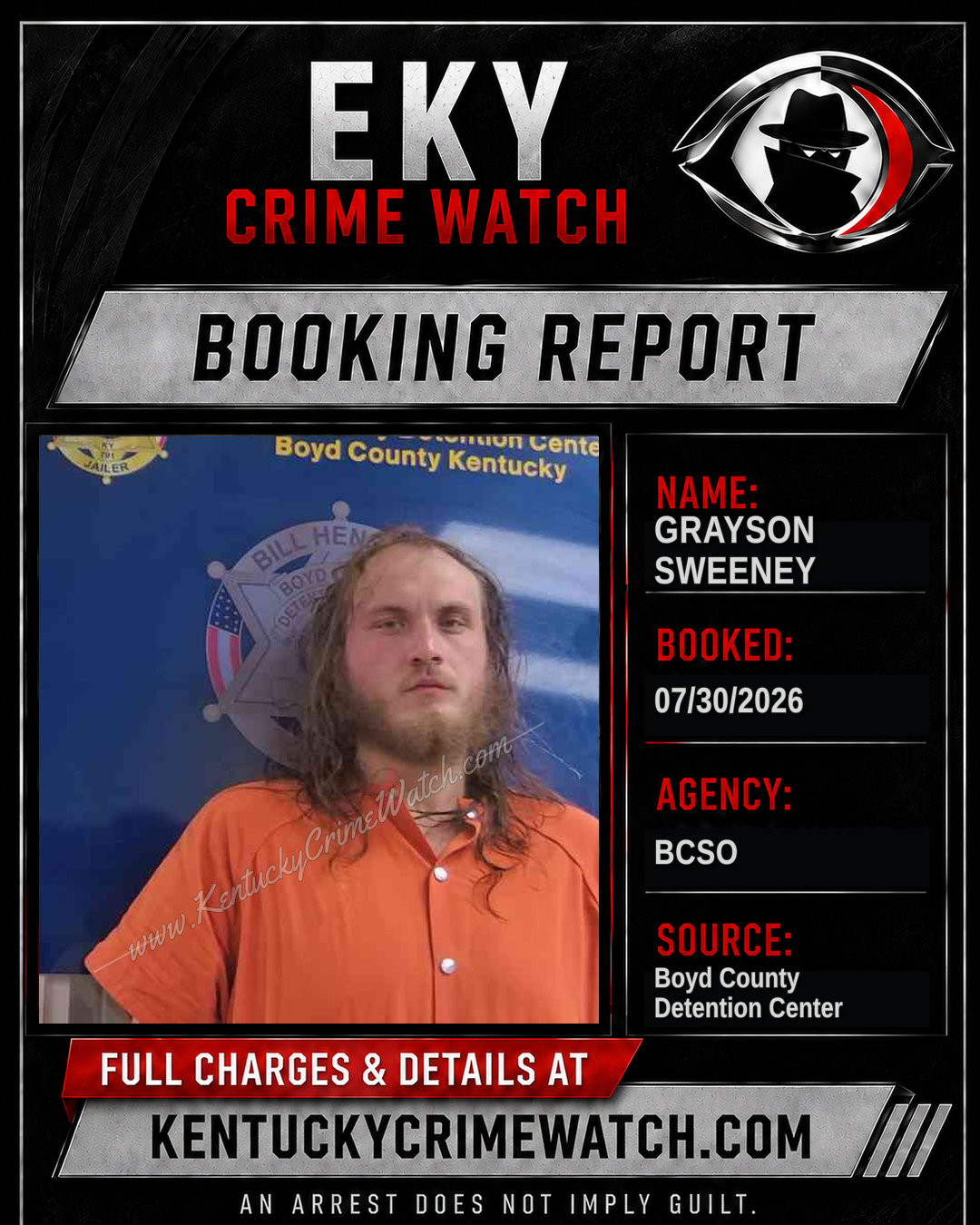 GRAYSON SWEENEY booking report card