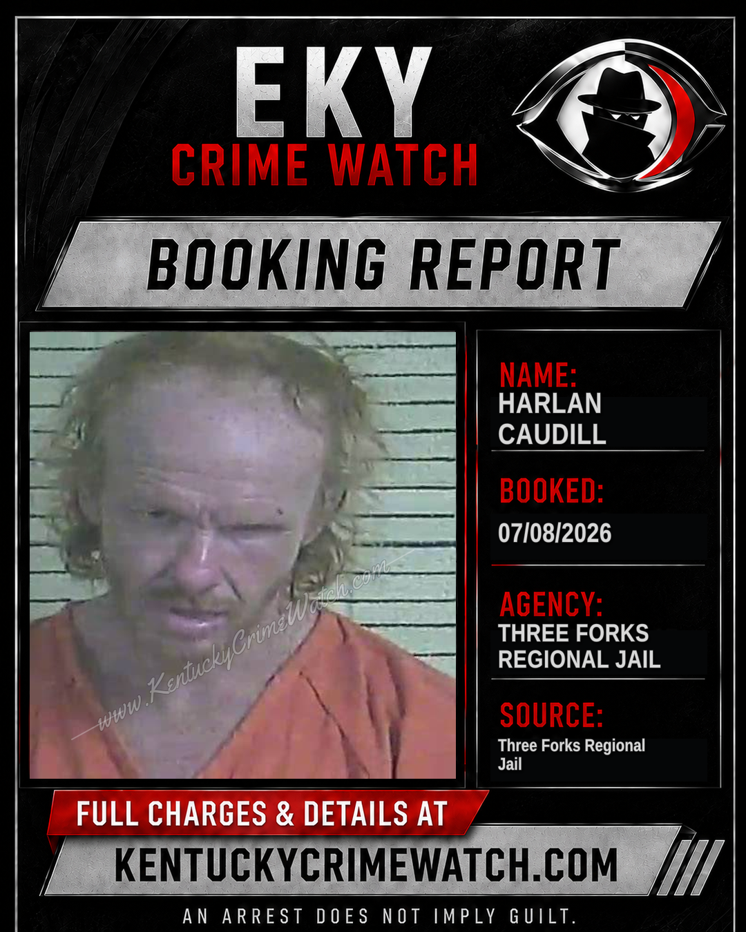 Harlan Caudill booking report card