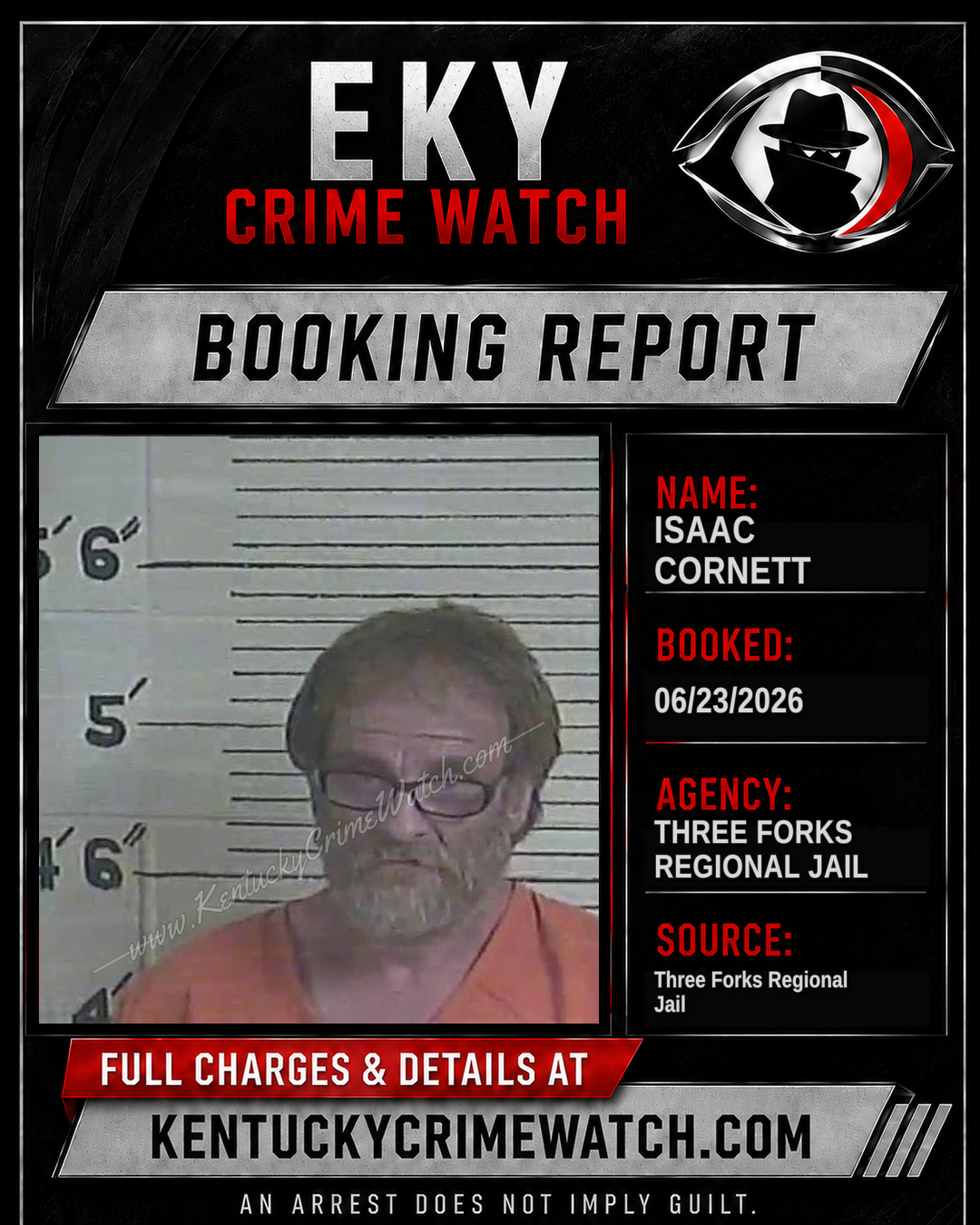 Isaac Cornett booking report card