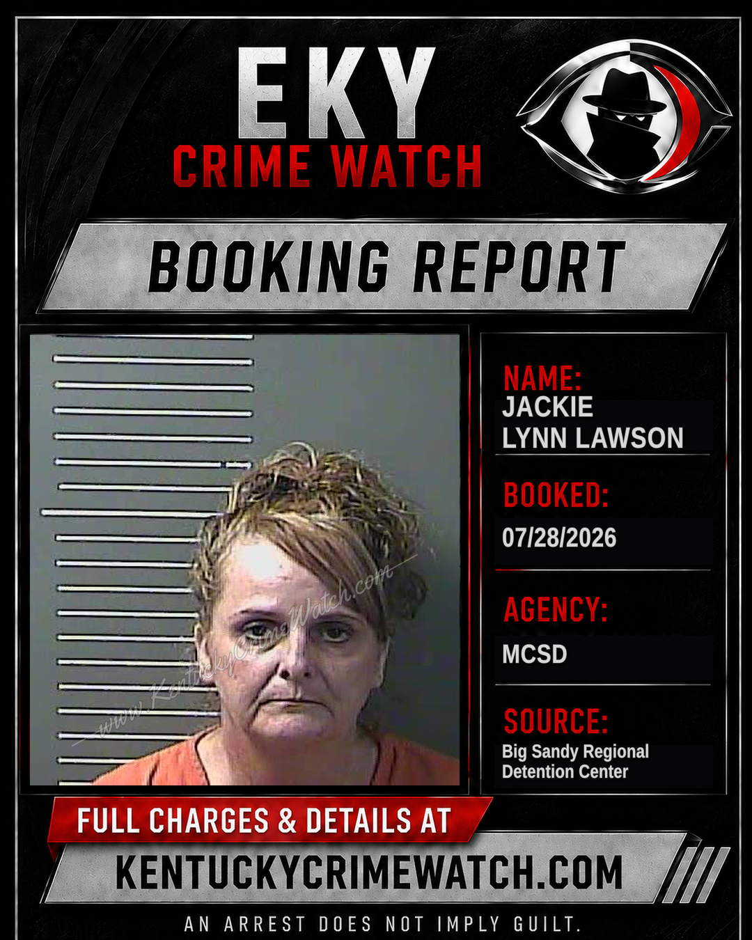 JACKIE LYNN LAWSON booking report card