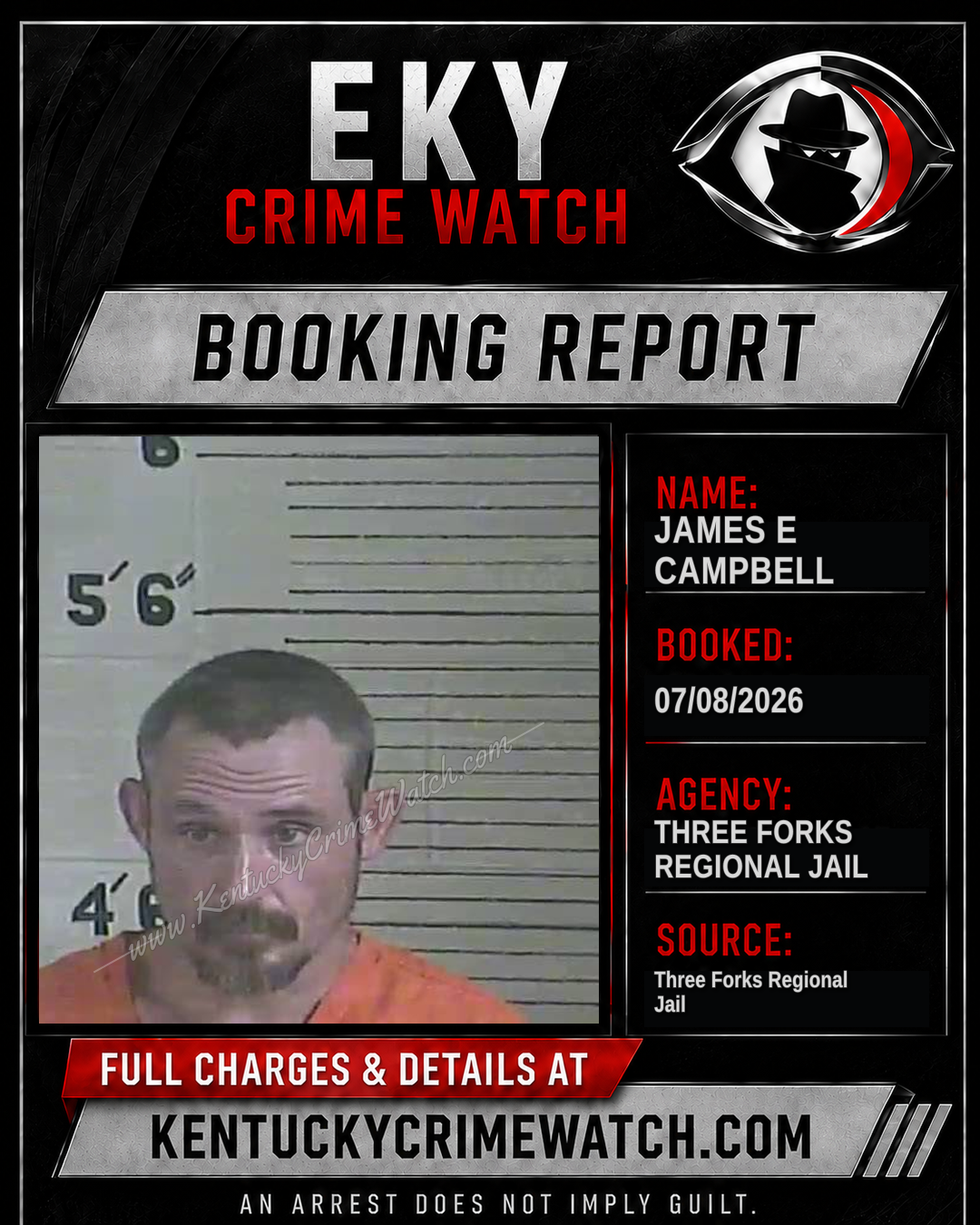 James E Campbell booking report card