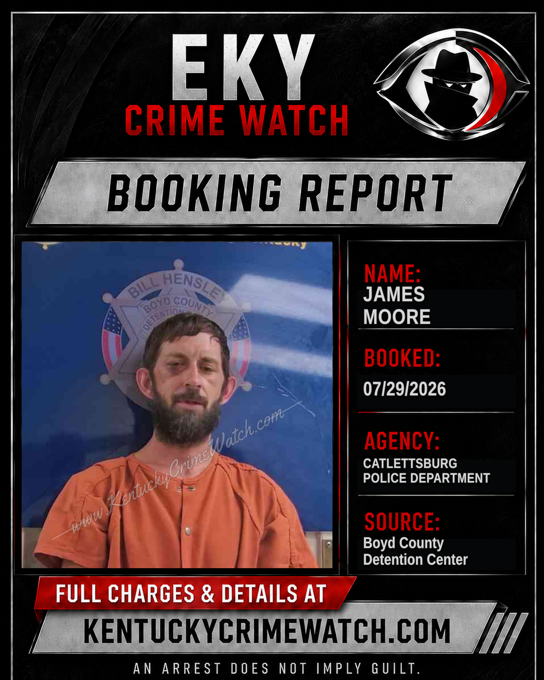 JAMES MOORE booking report card