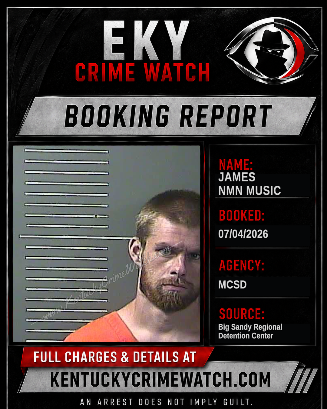JAMES NMN MUSIC booking report card