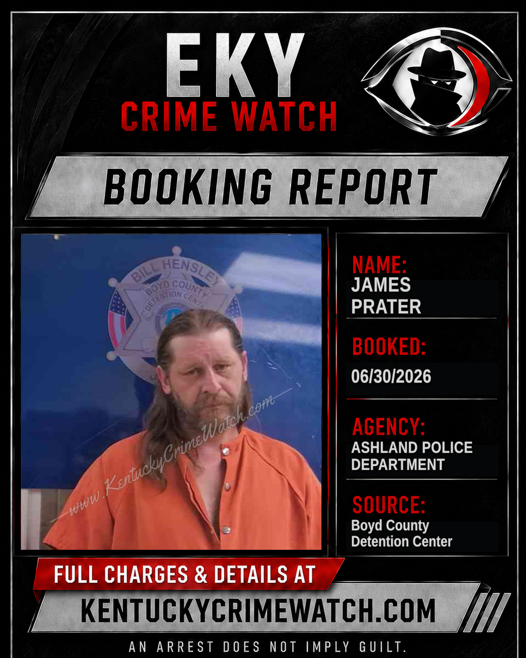 JAMES PRATER booking report card