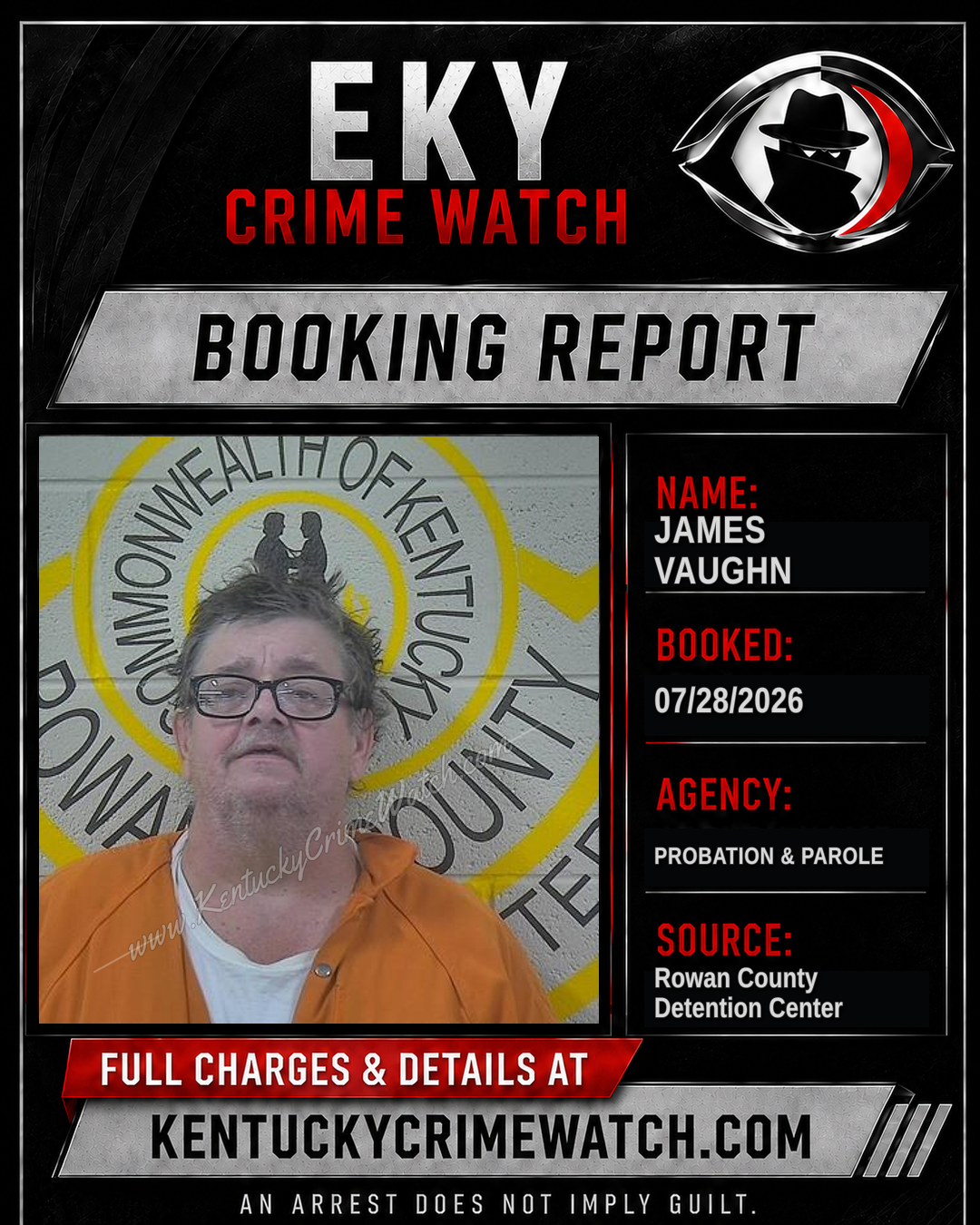 JAMES VAUGHN booking report card