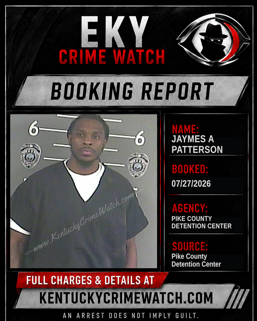 JAYMES A PATTERSON booking report card