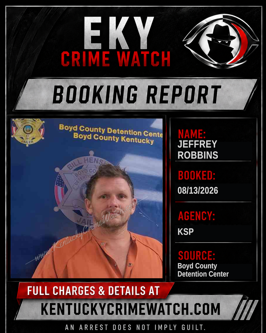 JEFFREY ROBBINS booking report card