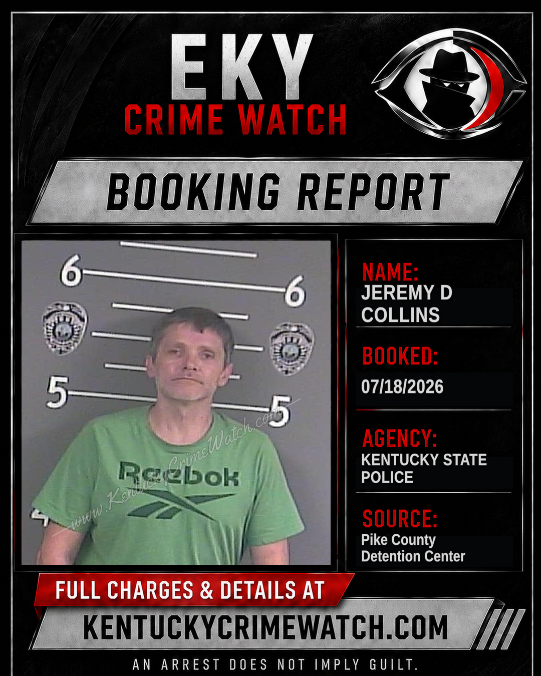 JEREMY D COLLINS booking report card
