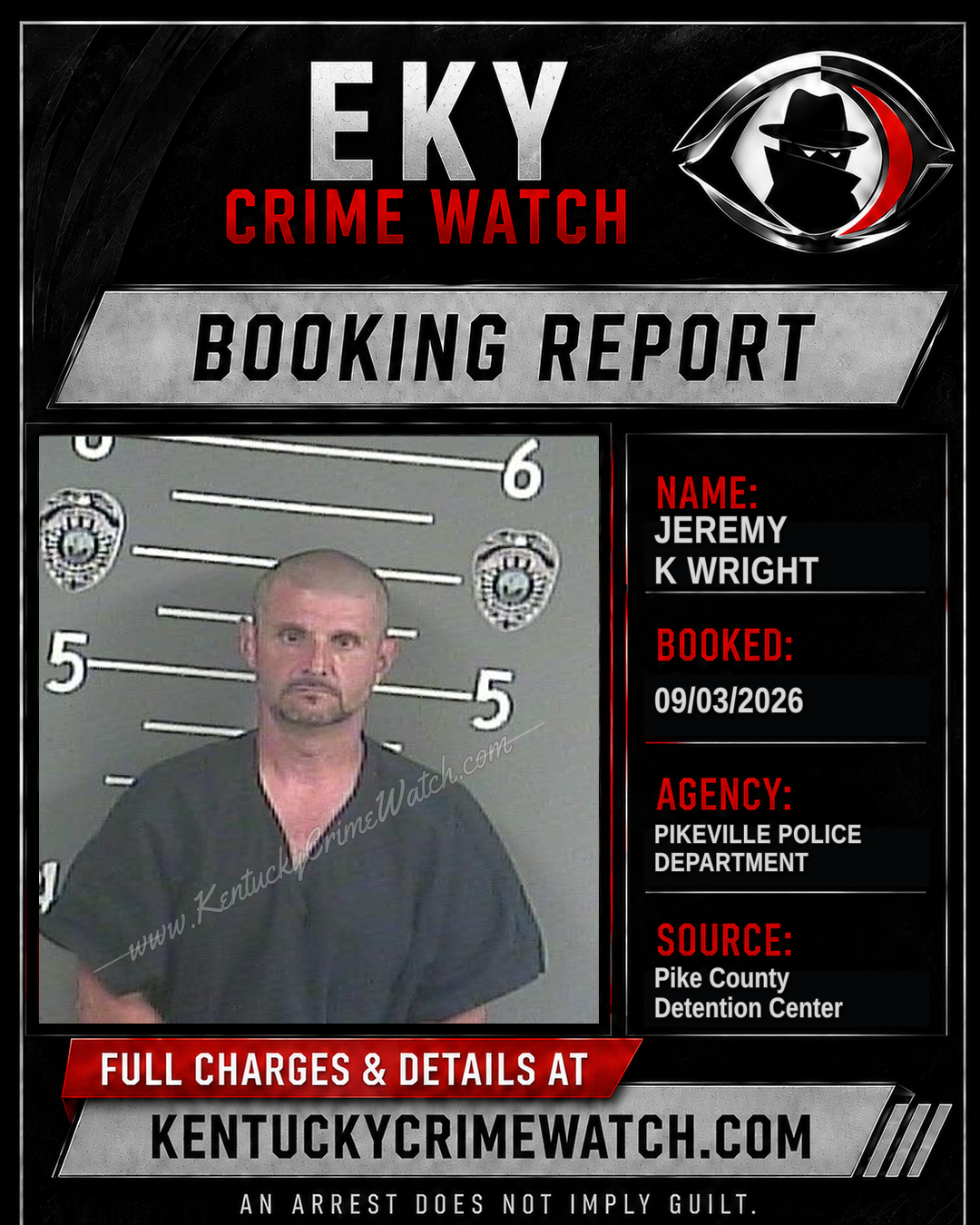 JEREMY K WRIGHT booking report card