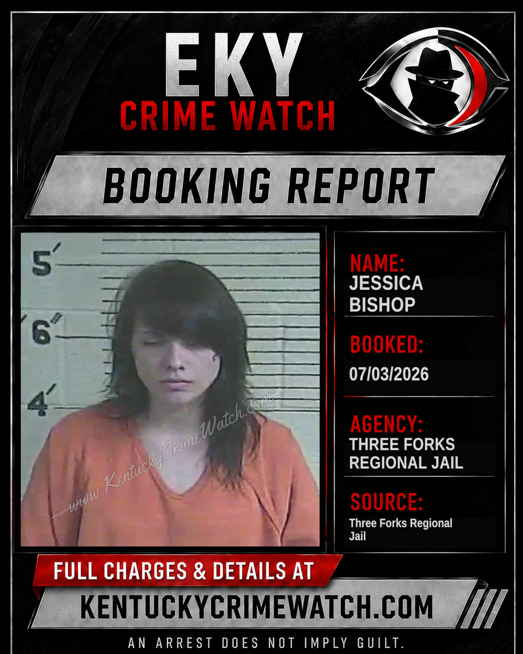 Jessica Bishop booking report card