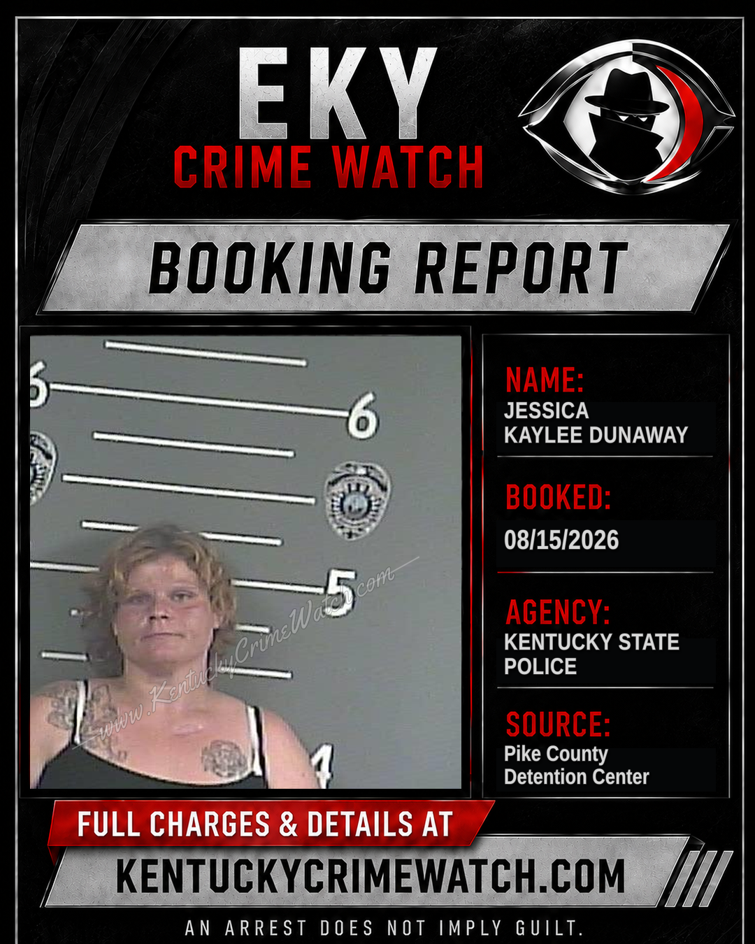JESSICA KAYLEE DUNAWAY booking report card