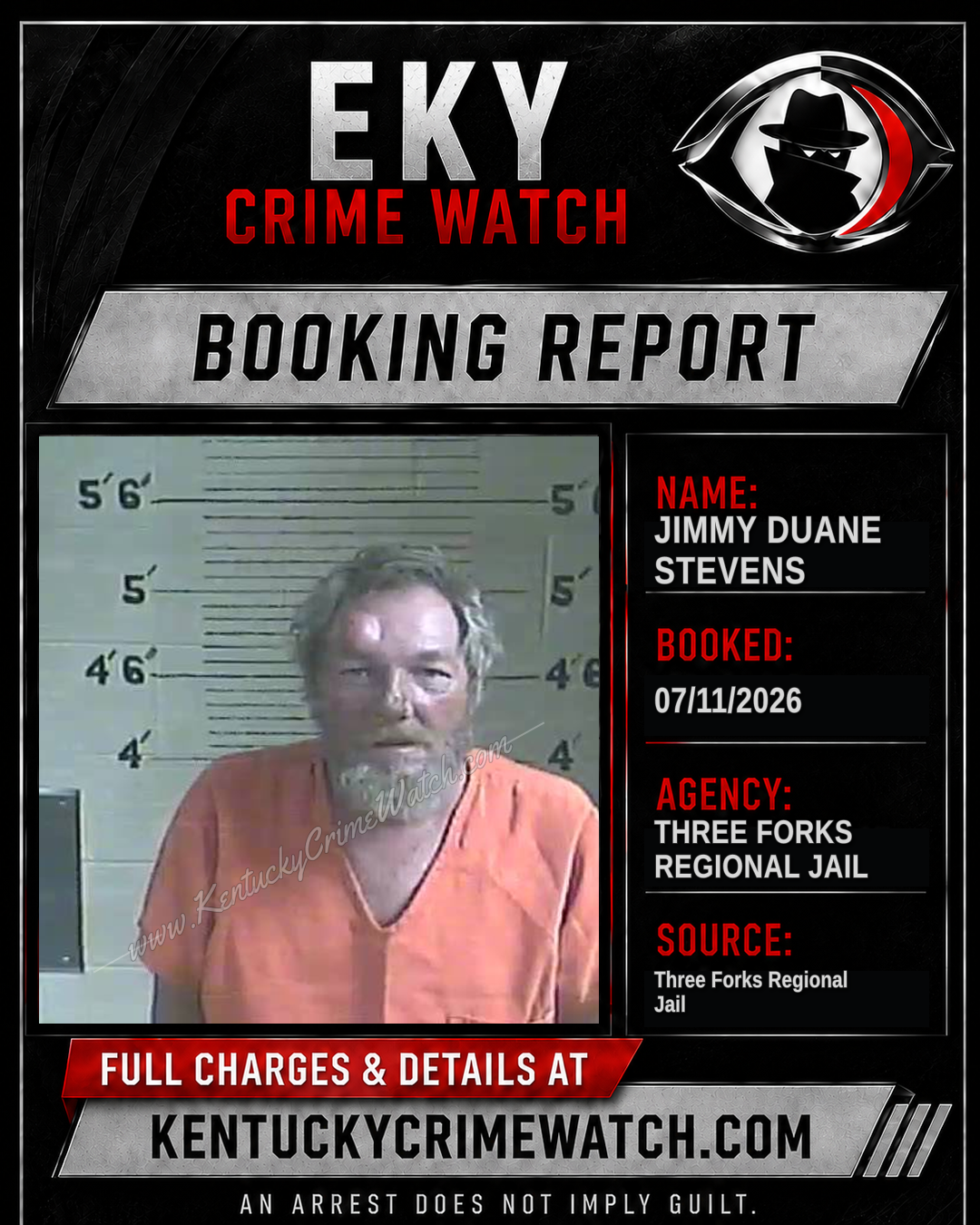 Jimmy Duane Stevens booking report card