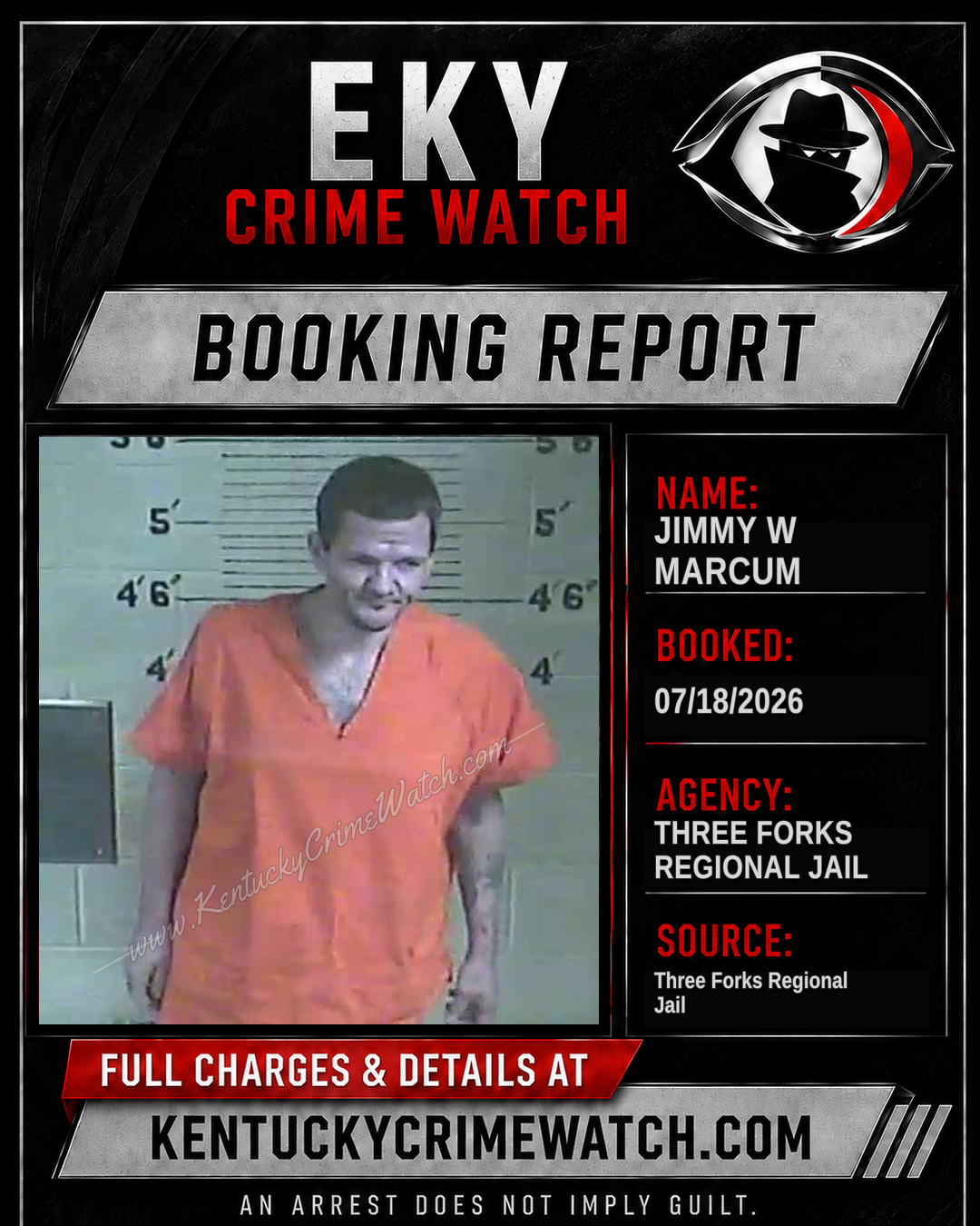 Jimmy W Marcum booking report card