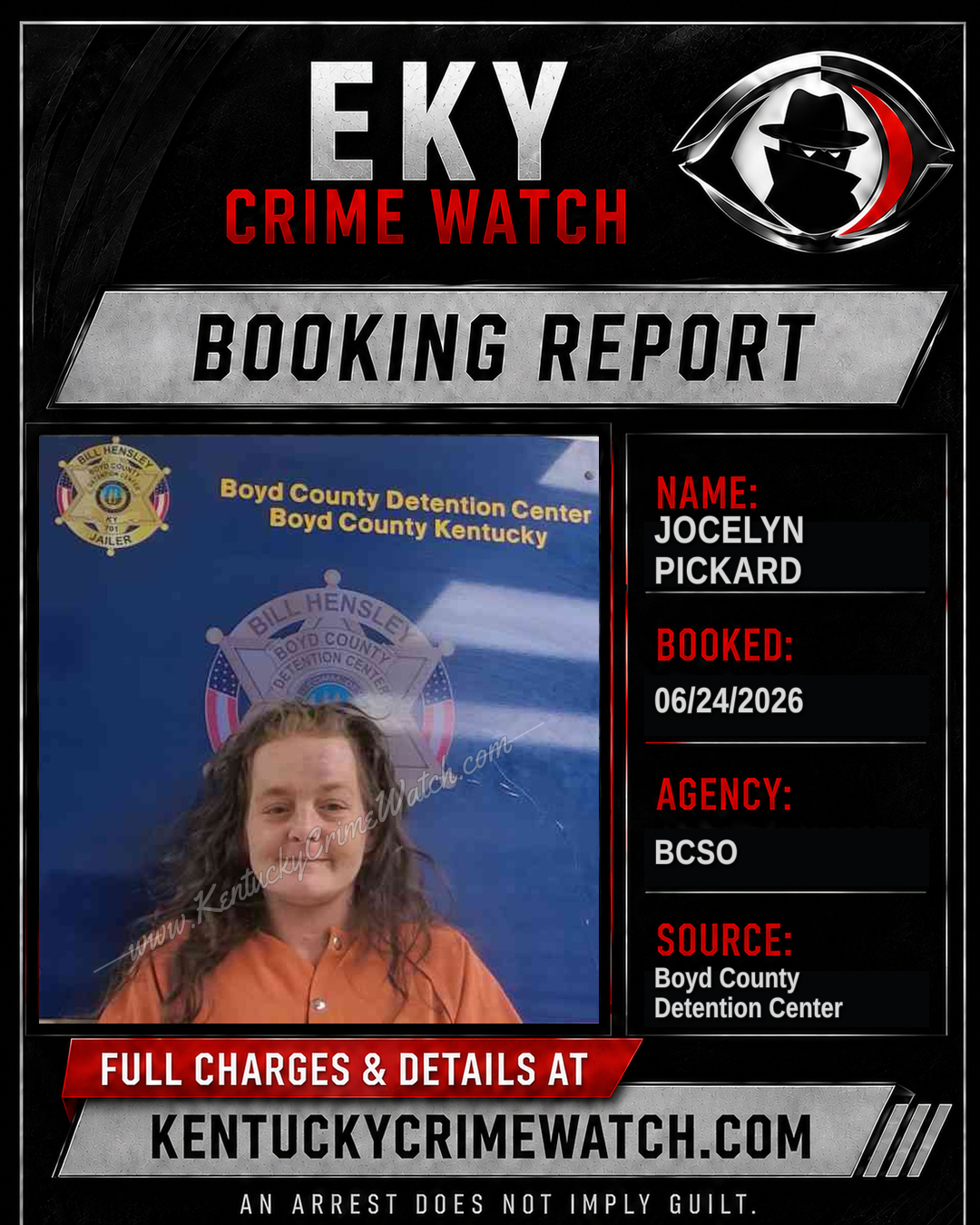 JOCELYN PICKARD booking report card