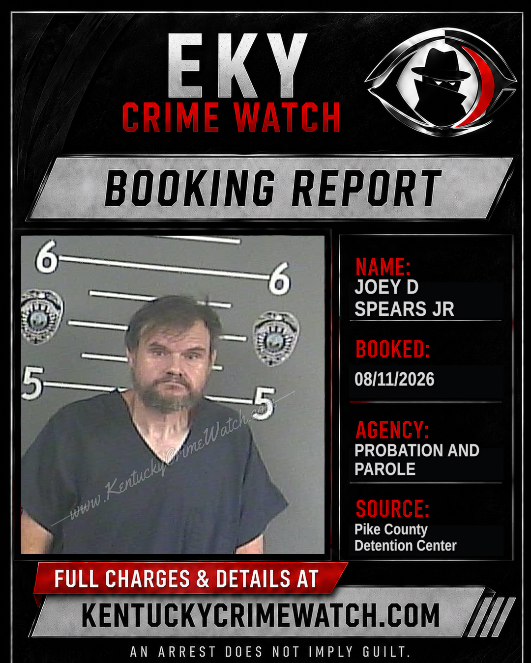JOEY D SPEARS JR booking report card