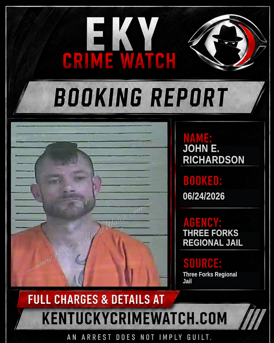 John E. Richardson booking report card