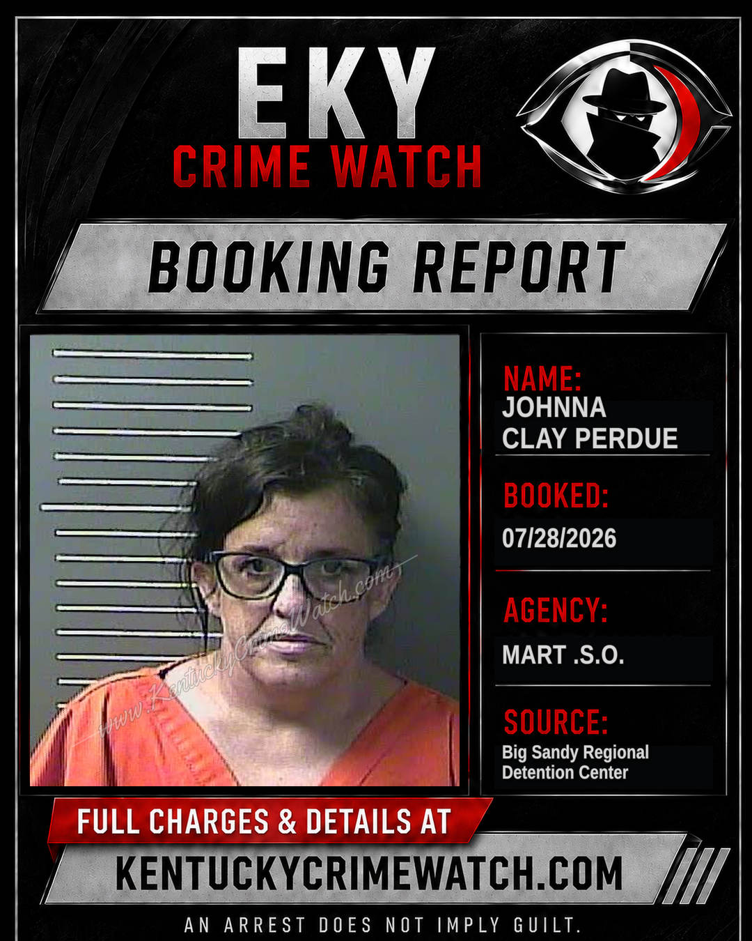 JOHNNA CLAY PERDUE booking report card