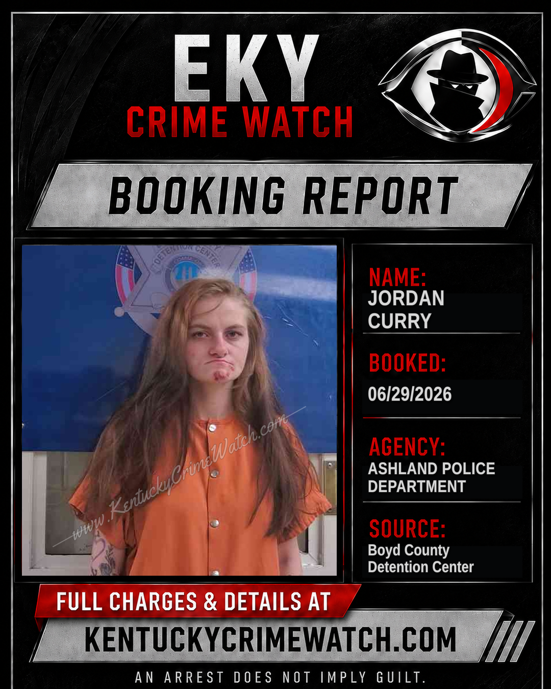 JORDAN CURRY booking report card