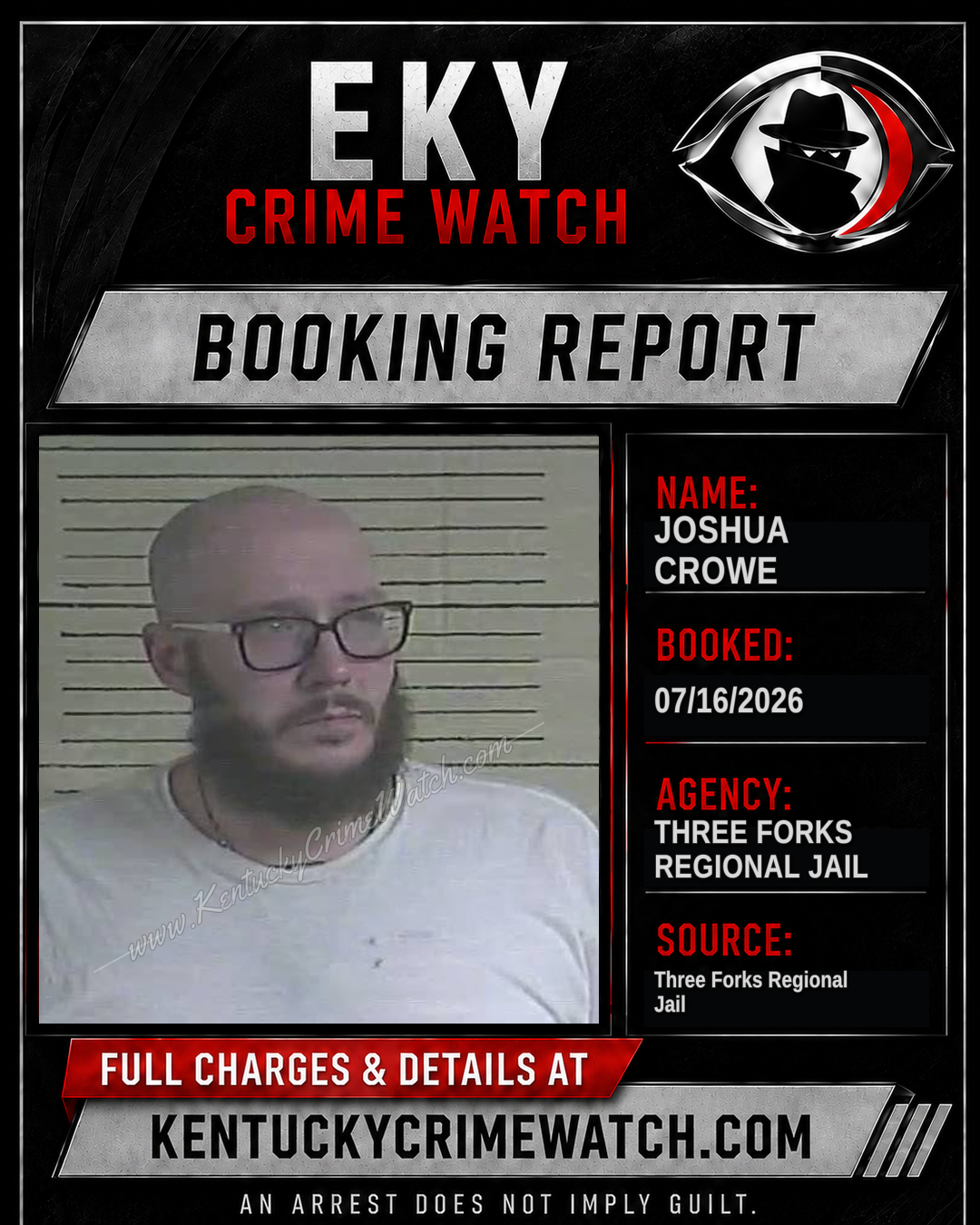 Joshua Crowe booking report card