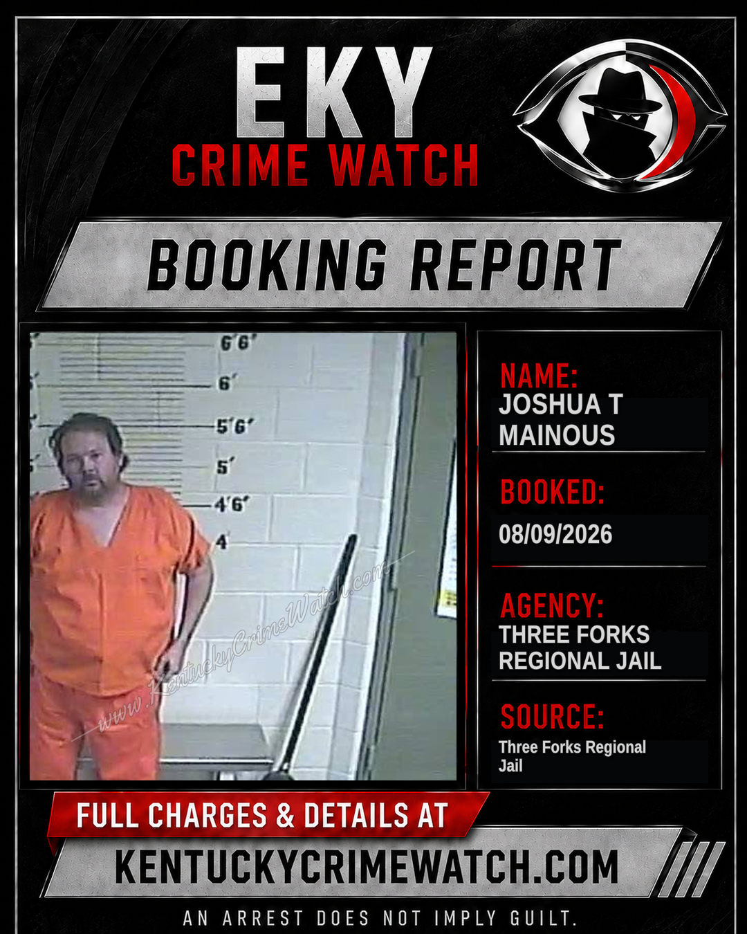 Joshua T Mainous booking image