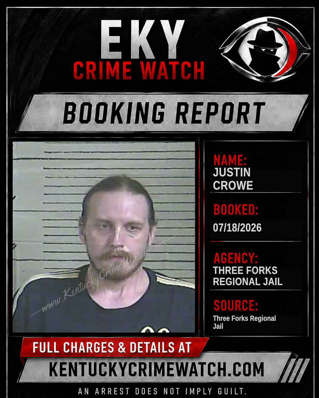 Justin Crowe booking report card
