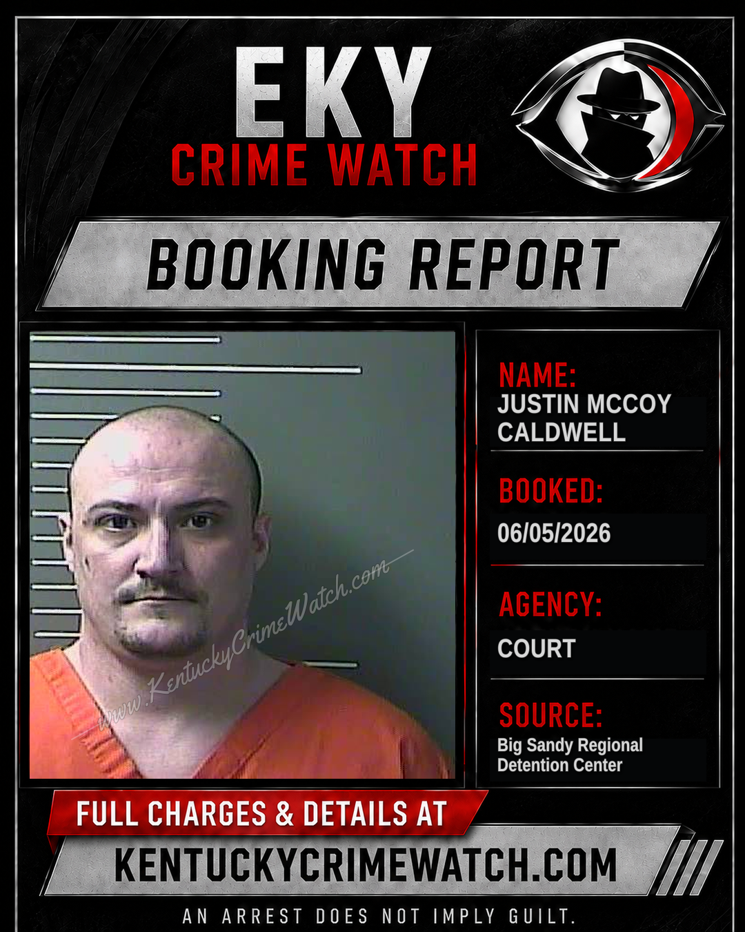 JUSTIN MCCOY CALDWELL booking report card
