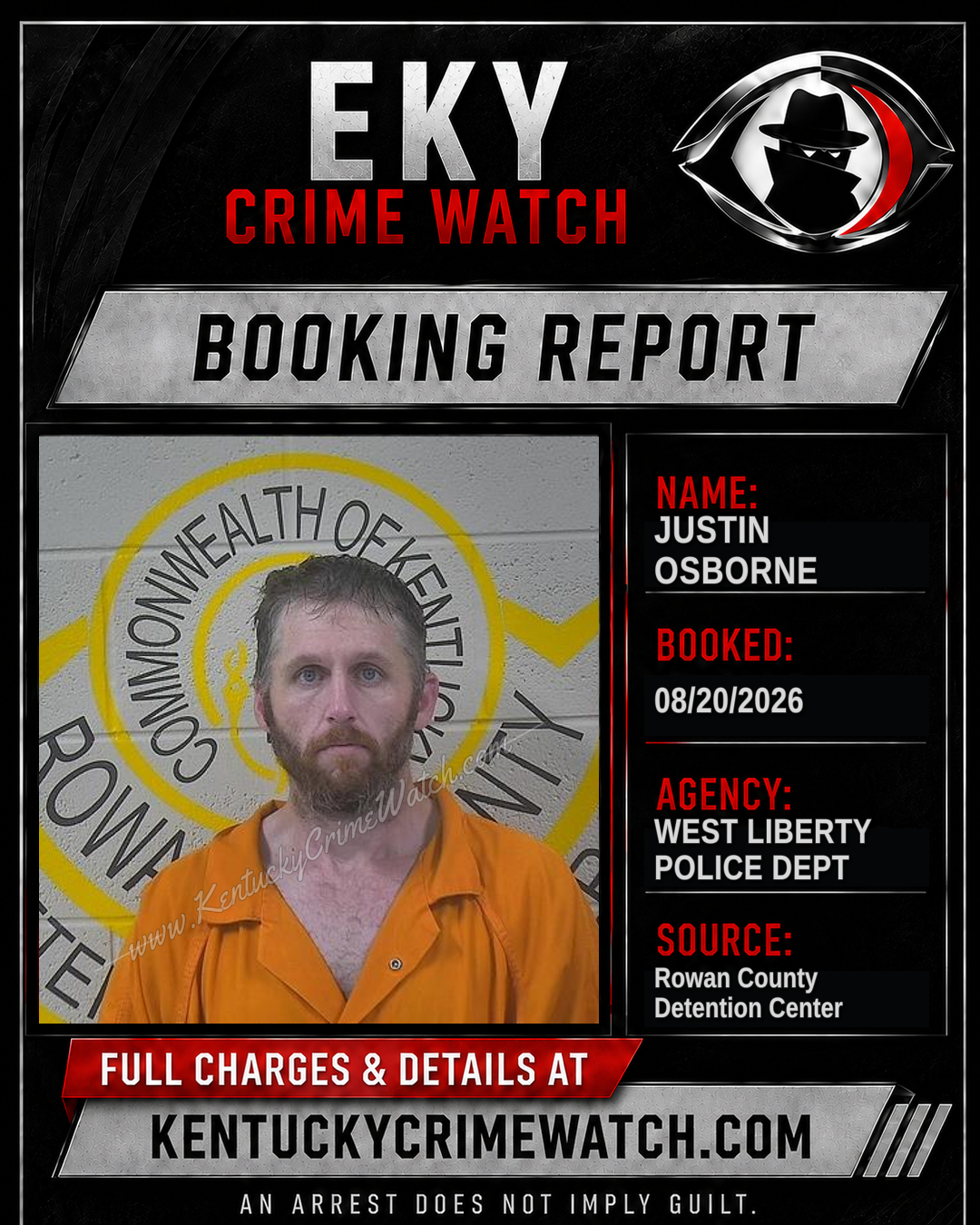 JUSTIN OSBORNE booking report card