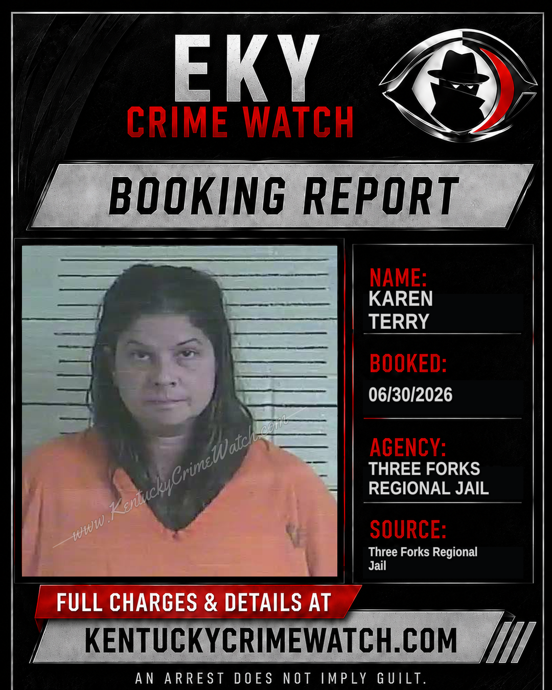 Karen Terry booking report card