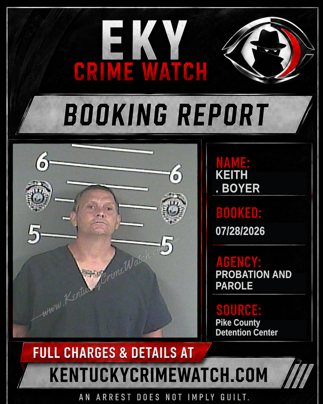 KEITH . BOYER booking report card