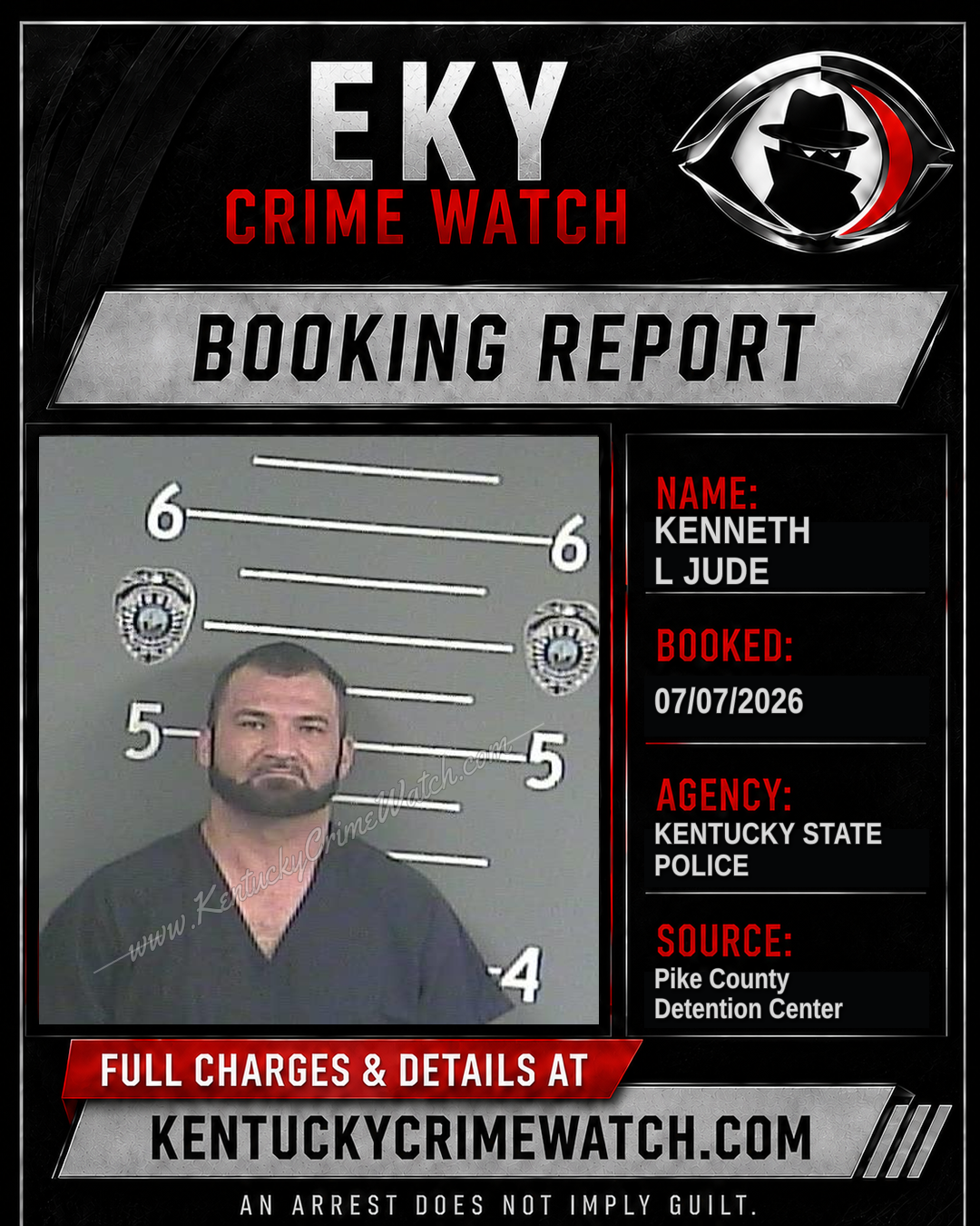 KENNETH L JUDE booking report card