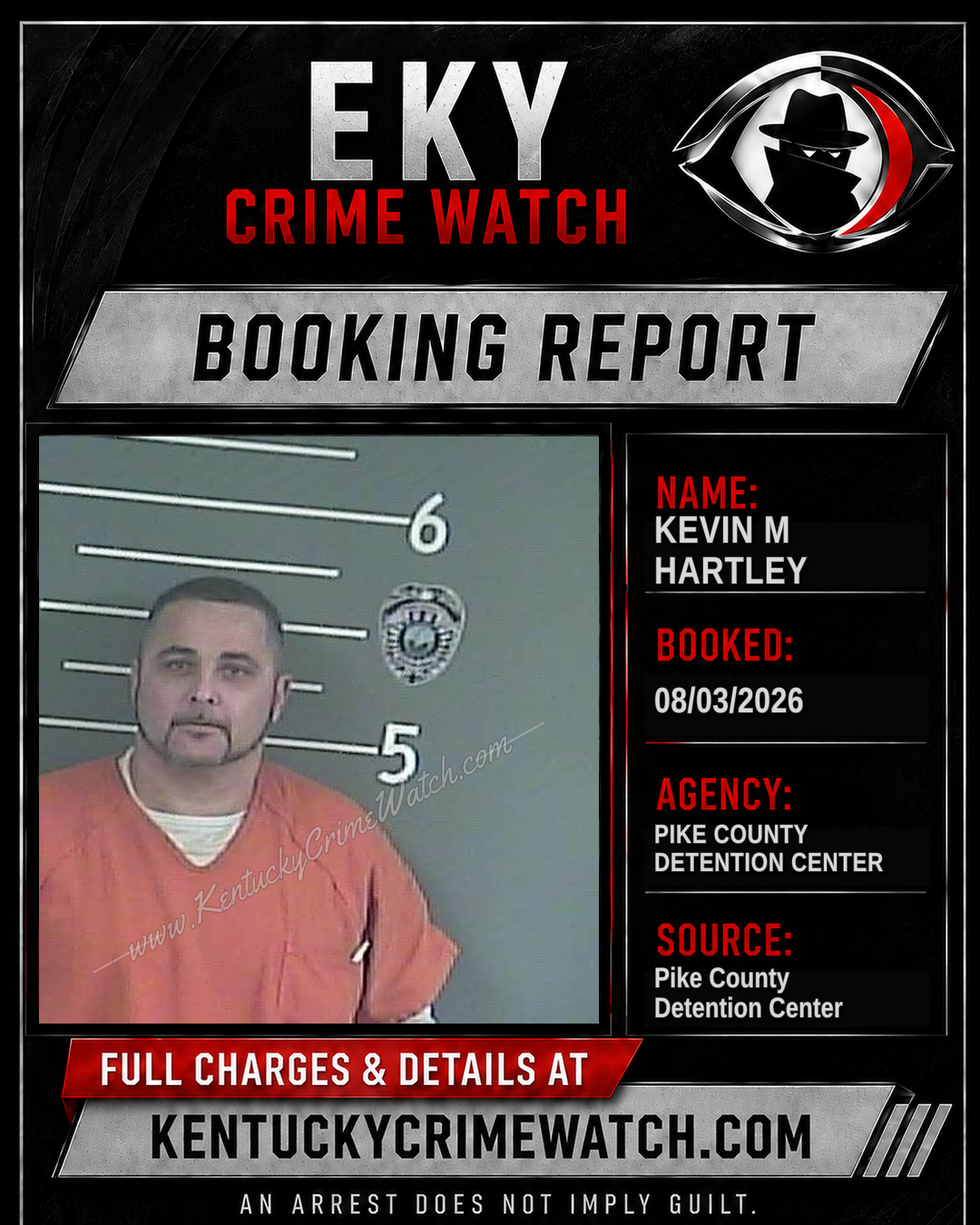 KEVIN M HARTLEY booking report card