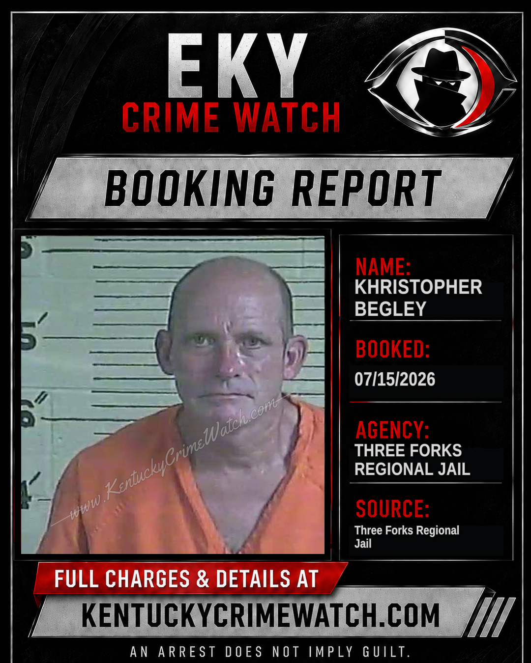 Khristopher Begley booking report card