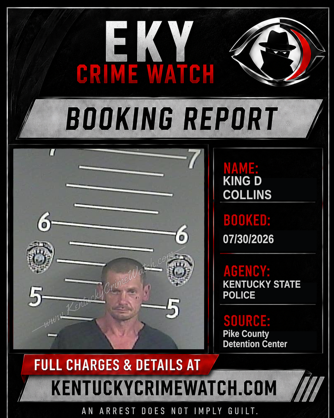 KING D COLLINS booking report card