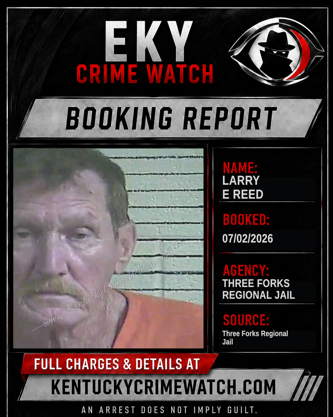 Larry E Reed booking report card