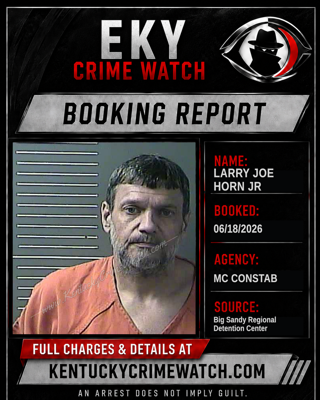 LARRY JOE HORN JR booking report card