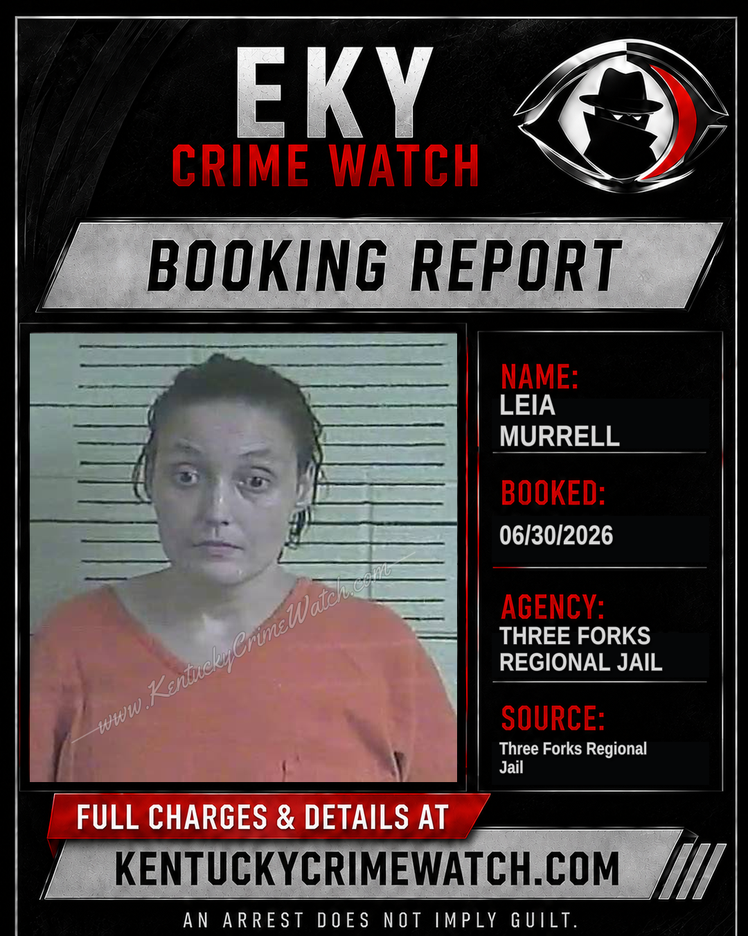 Leia Murrell booking report card