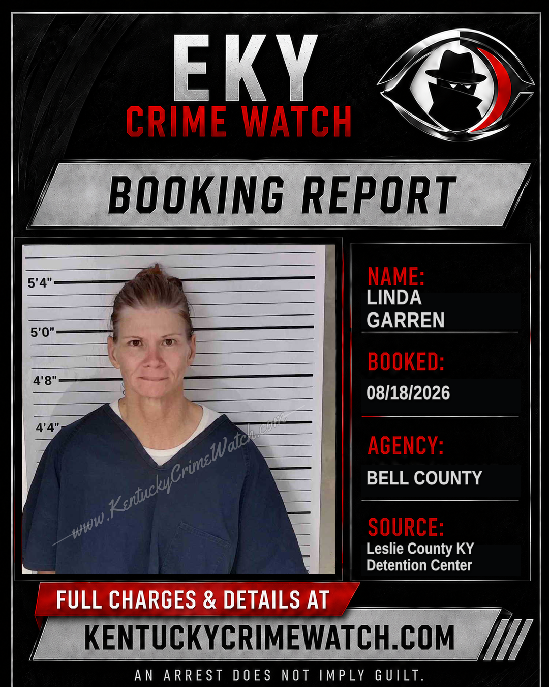 LINDA GARREN booking report card
