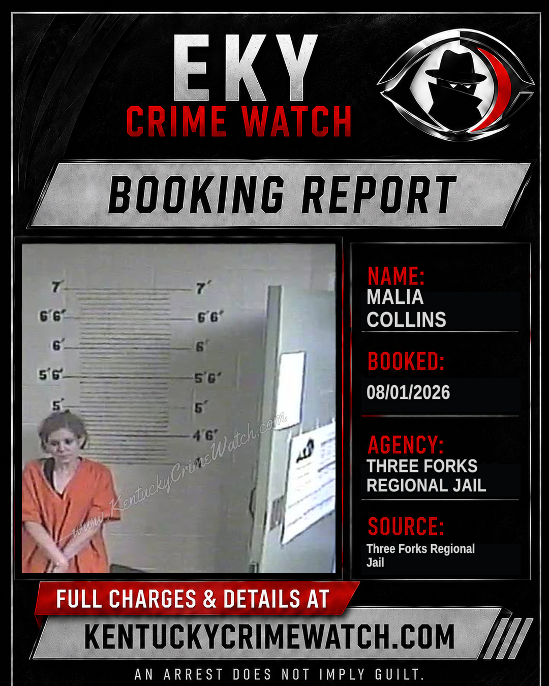Malia Collins booking report card
