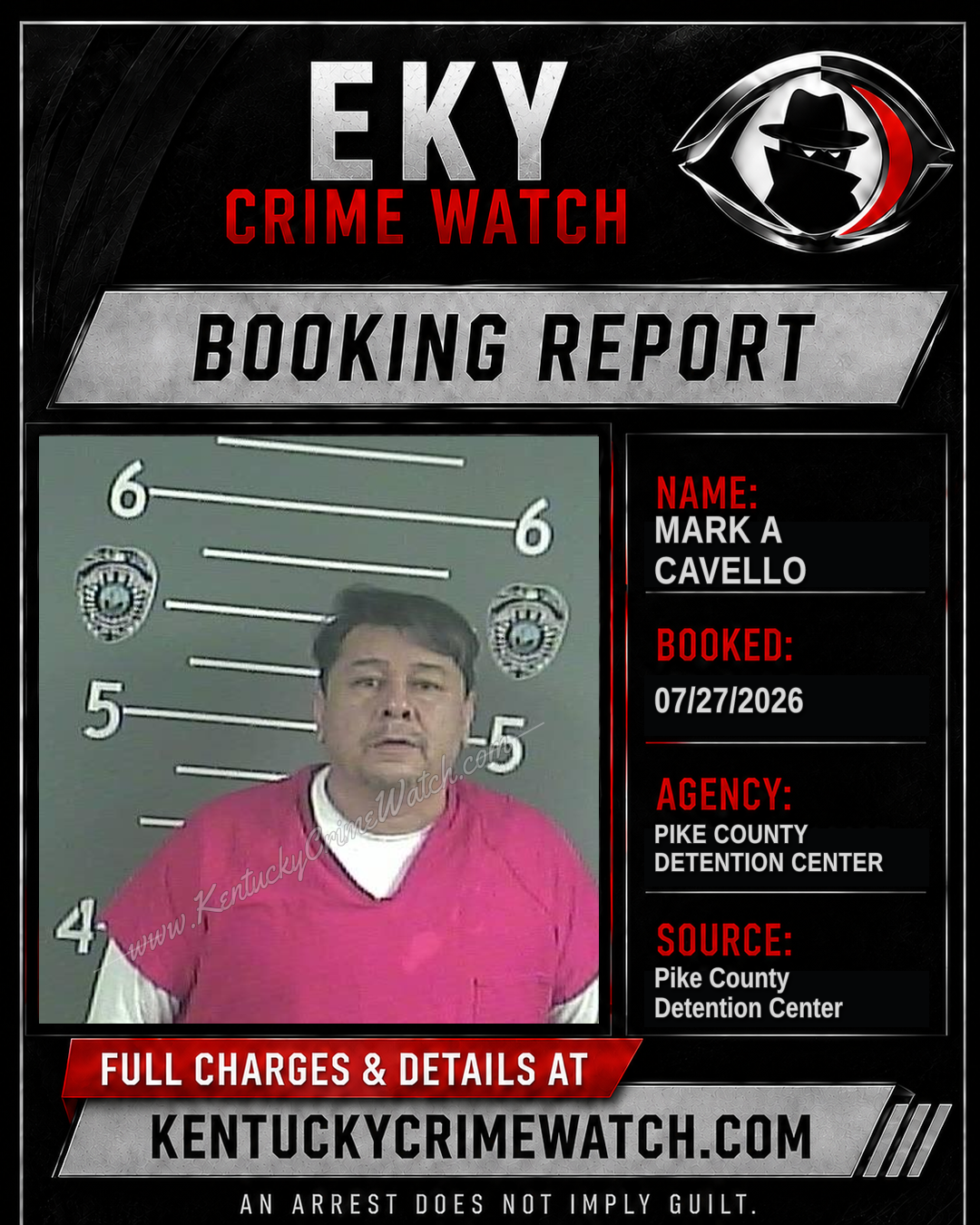 MARK A CAVELLO booking report card