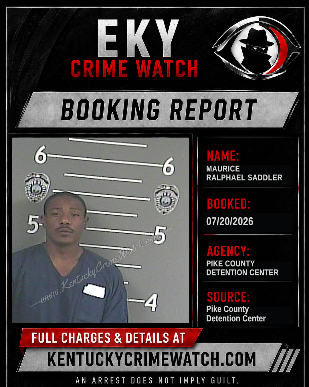 MAURICE RALPHAEL SADDLER booking report card