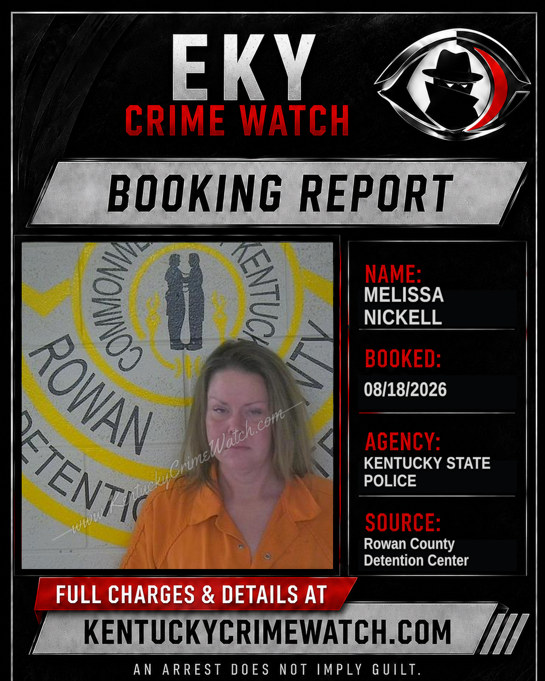 MELISSA NICKELL booking report card