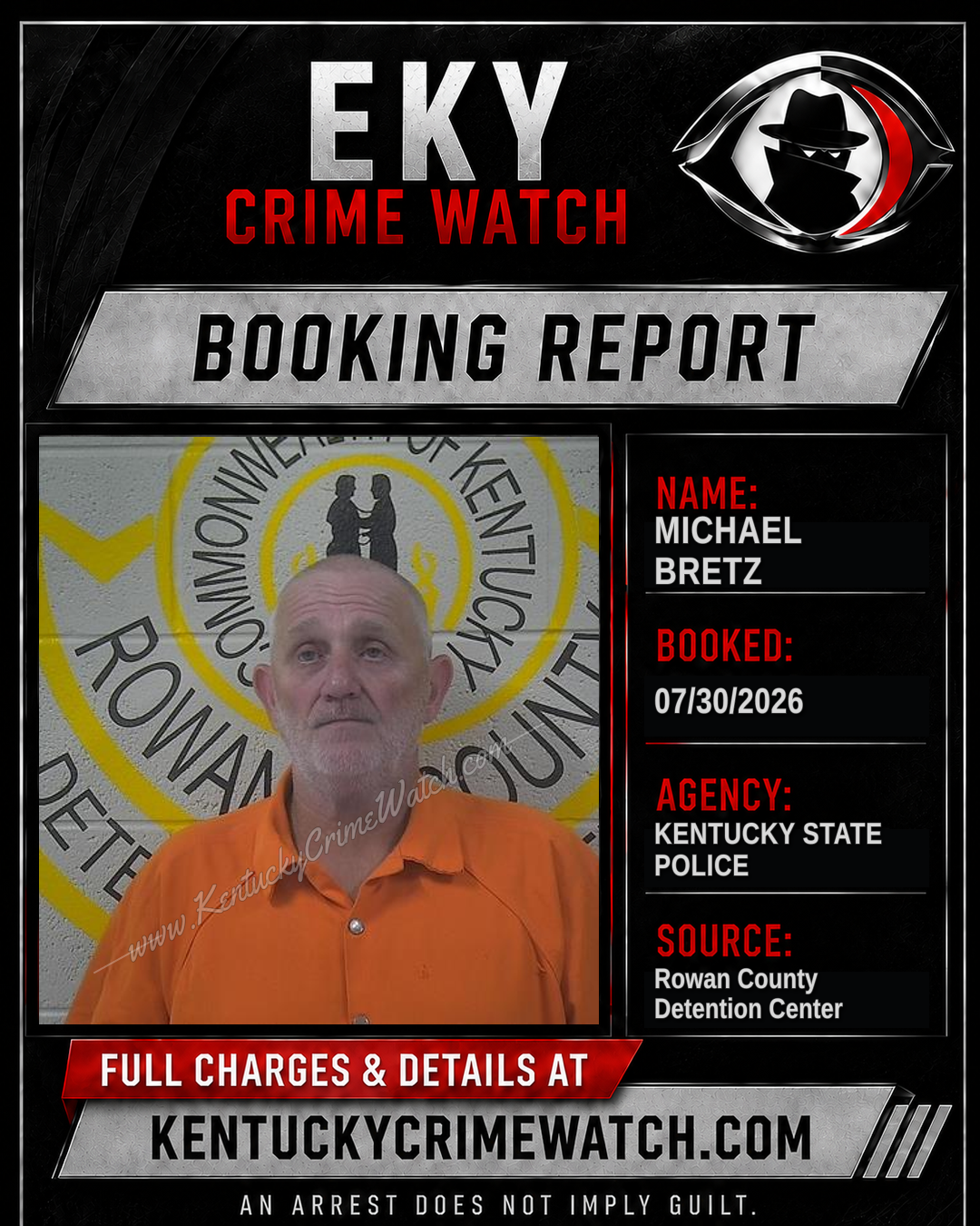 MICHAEL BRETZ booking report card