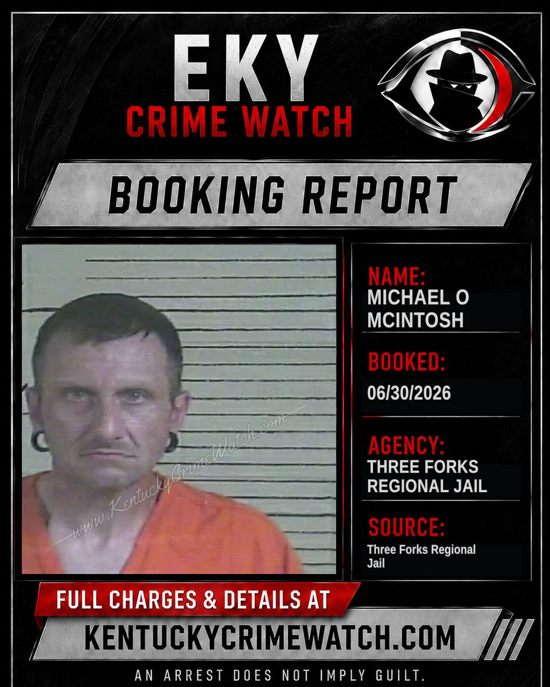 Michael O MCintosh booking report card