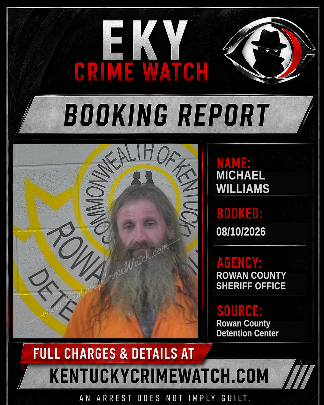 MICHAEL WILLIAMS booking report card